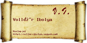 Vollár Ibolya névjegykártya